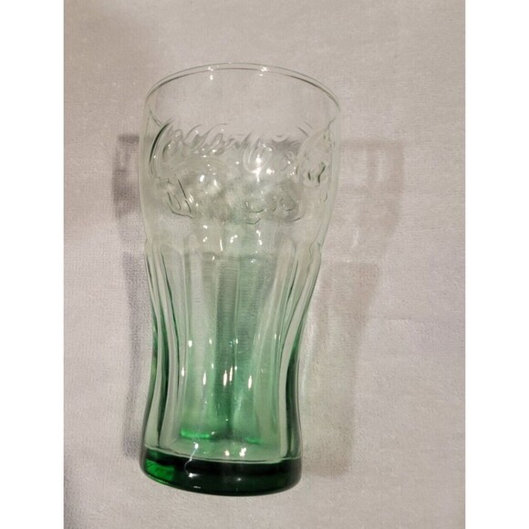 Vintage Classic Green Coca-Cola Glass - Contoured, Genuine Glass, 6" - Picture 2 of 8